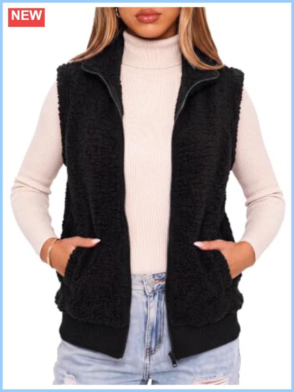 Fuzzy Sherpa Fleece Vest Sleeveless Lightweight Outerwear